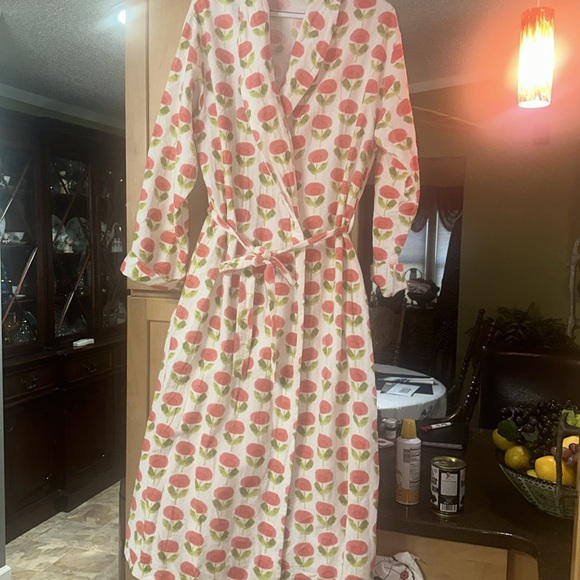 Garnet Hill Made in Poland with German organic cotton  2 pieces robe and pants - Picture 4 of 10